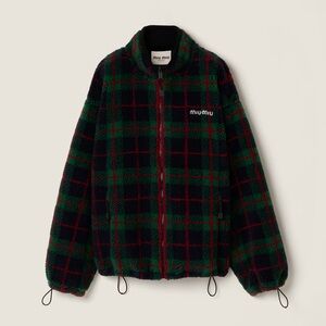 Miu Miu Checked Teddy Zip Up Fleece Jacket Coat Sweater~aso Rhianna~36,S,Small